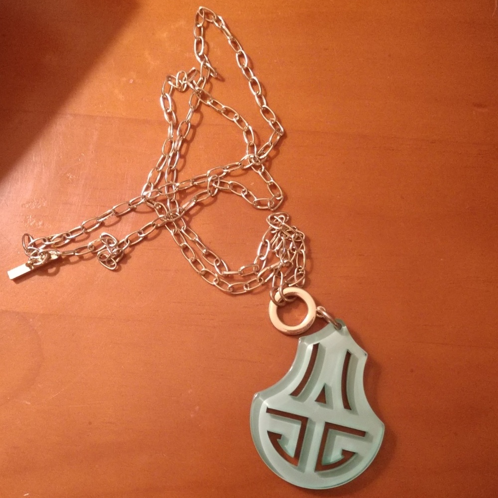 ⭐FREE⭐Long gold necklace with teal accent piece